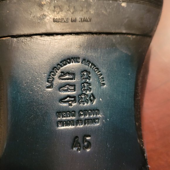 Giovanni Conti Italian black leather lace up shoes size 45 European/12 us - Picture 7 of 12